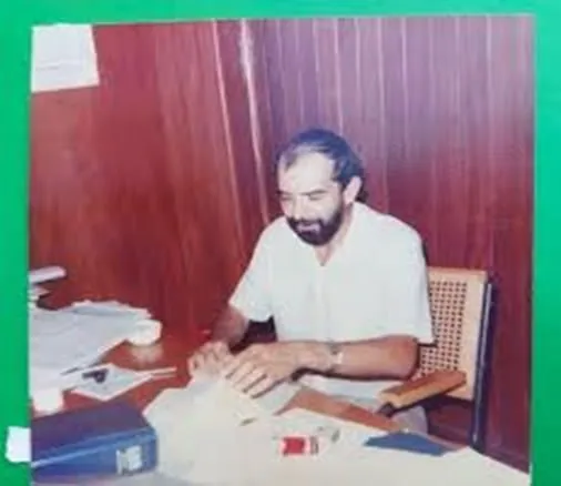 Adi Baldo no escritório em Cacoal — início dos anos 1980.