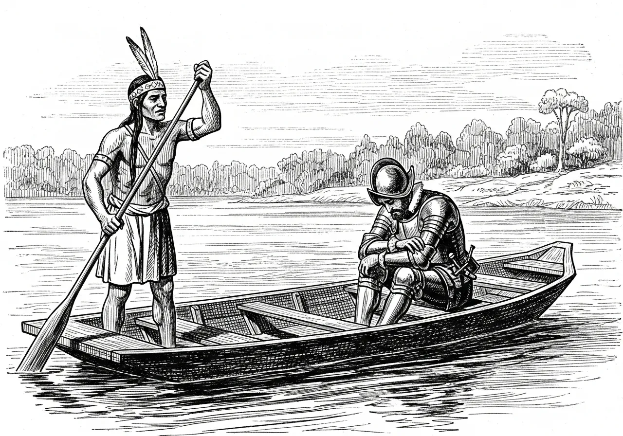 ...e a chalana foi sumindo na curva do Rio.