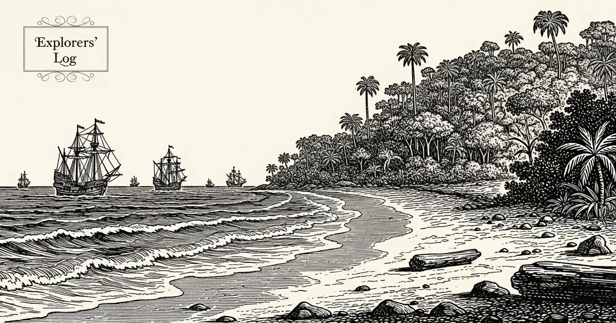 Caravelas no horizonte vistas da praia.