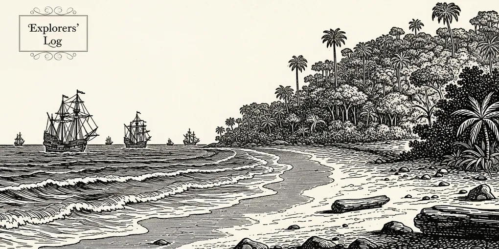 Caravelas no horizonte vistas da praia.