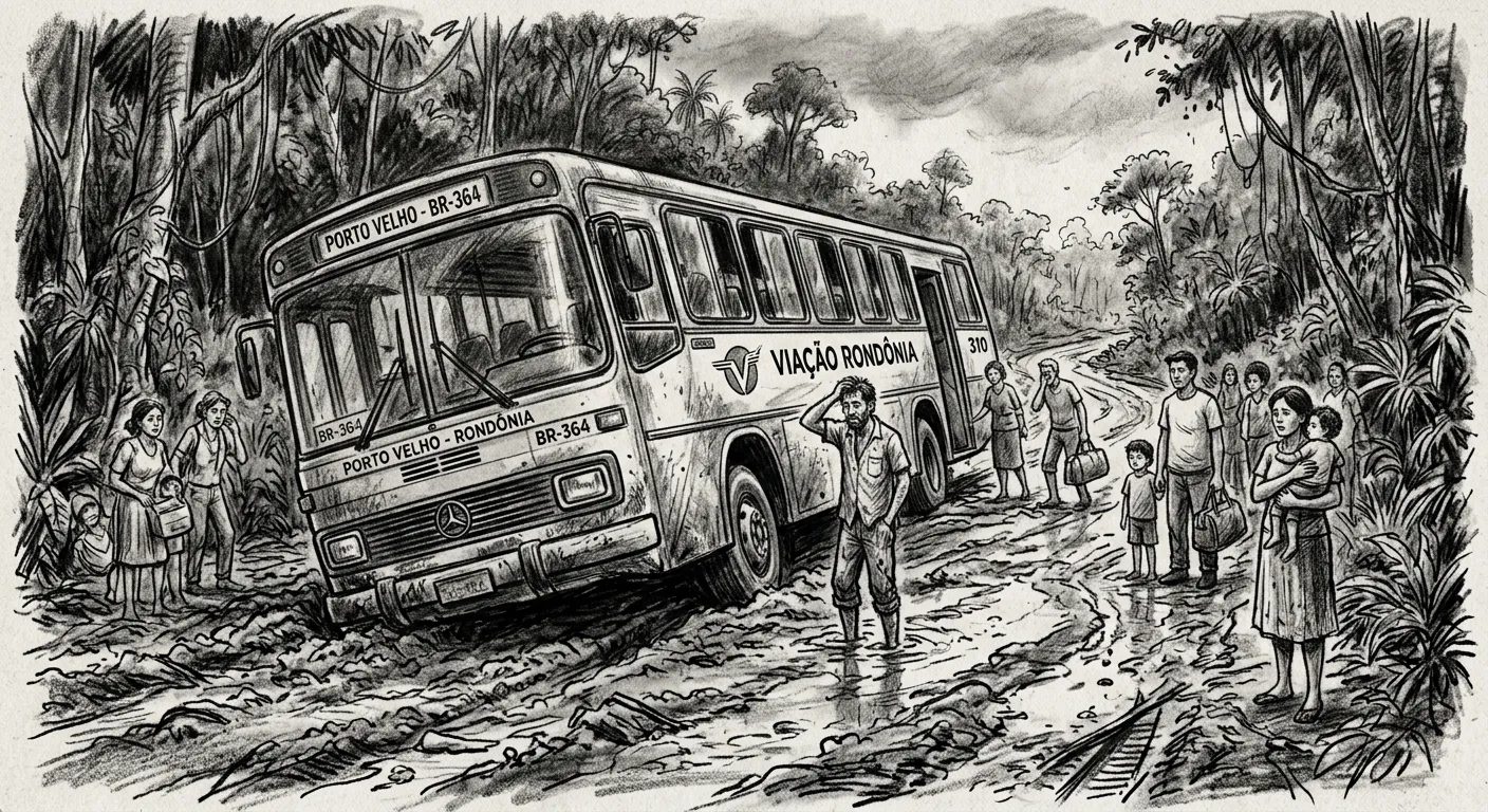 O busão atolado na BR 364 — 12 dias de Curitiba a Rondônia